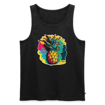 Fruit de l’ananas - Débardeur bio Premium Homme - noir - Devant - AI Model Male 178 light (178cm)