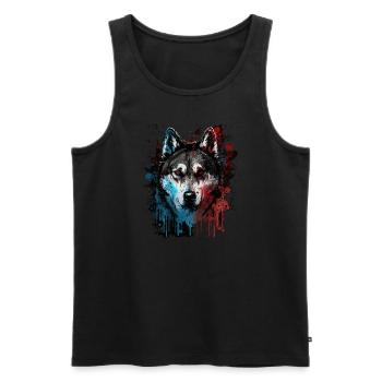 Husky Dog - Männer Premium Bio Tank Top - Schwarz - Vorne - Michal (187cm)