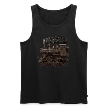Dampflokomotive - Männer Premium Bio Tank Top - Schwarz - Vorne - AI Model Male 178 light (178cm)