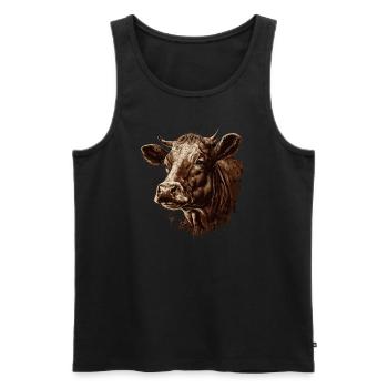 Eine Kuh - Männer Premium Bio Tank Top - Schwarz - Vorne - AI Model Male 178 light (178cm)