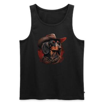Teckel cow-boy - Débardeur bio Premium Homme - noir - Devant - Michal (187cm)
