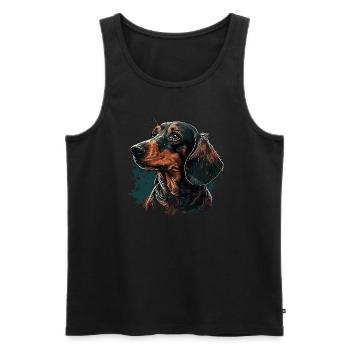Dachshund - Men's Premium Organic Tank Top - black - Front - AI Model Male 178 light (178cm)