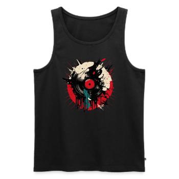 Vinyl Love - Men's Premium Organic Tank Top - black - Front - AI Model Male 178 light (178cm)