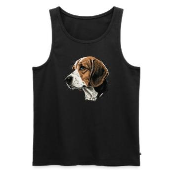Beagle - Männer Premium Bio Tank Top - Schwarz - Vorne - Michal (187cm)