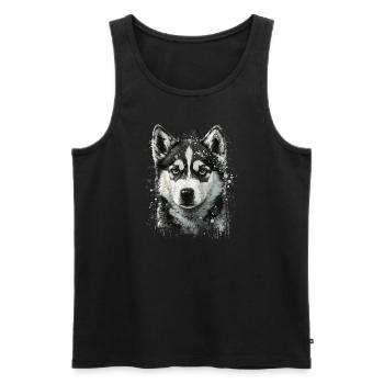Husky puppy - Men's Premium Organic Tank Top - black - Front - Michal (187cm)