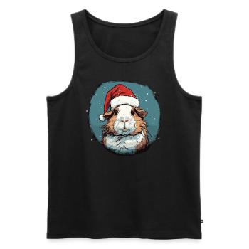 Cochon d’Inde avec chapeau de Père Noël - Débardeur bio Premium Homme - noir - Devant - Michal (187cm)