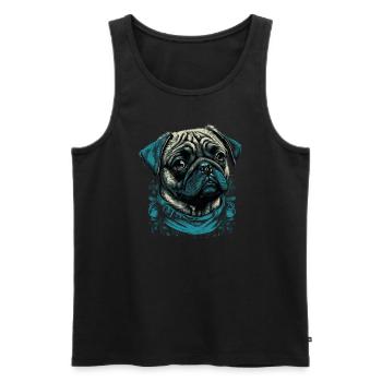 Kleiner Mops Hund - Männer Premium Bio Tank Top - Schwarz - Vorne - Michal (187cm)