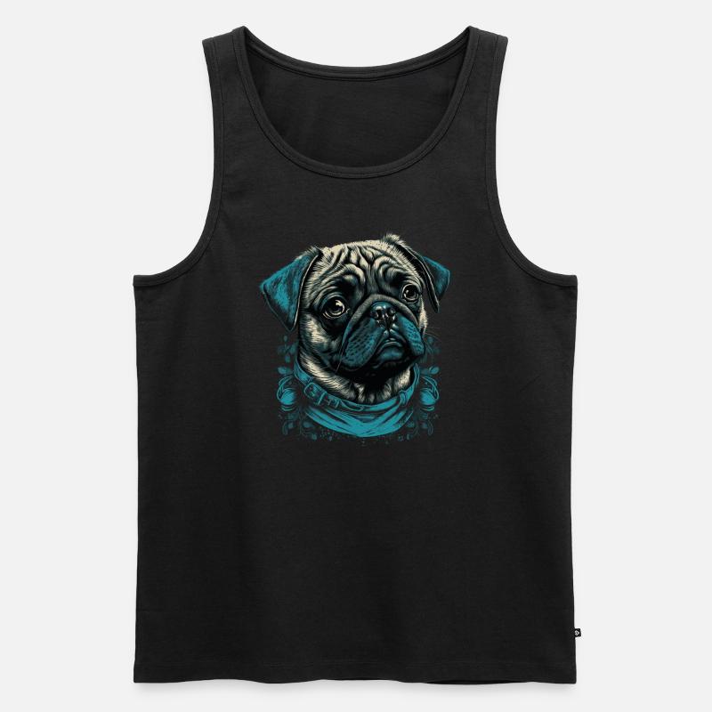 Kleiner Mops Hund - Männer Premium Bio Tank Top - Schwarz