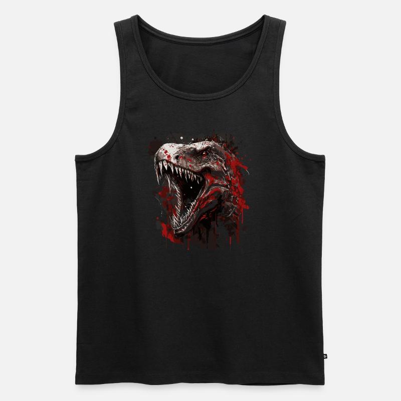 T-Rex mit schlechter Laune - Männer Premium Bio Tank Top - Schwarz
