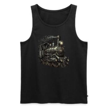 Dampflokomotive - Männer Premium Bio Tank Top - Schwarz - Vorne - AI Model Male 178 light (178cm)