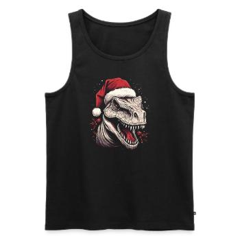 T-Rex avec chapeau de Père Noël - Débardeur bio Premium Homme - noir - Devant - Michal (187cm)