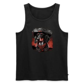 Teckel cowboy - Débardeur bio Premium Homme - noir - Devant - Michal (187cm)