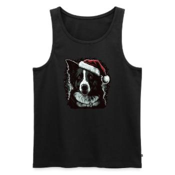 Collie Border Collie de Noël - Débardeur bio Premium Homme - noir - Devant - Michal (187cm)