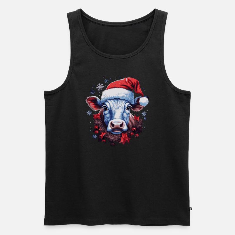 Weihnachtskuh - Männer Premium Bio Tank Top - Schwarz