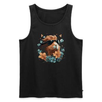 Cochons d’Inde et fleurs - Débardeur bio Premium Homme - noir - Devant - Michal (187cm)
