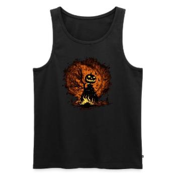 Creepy Halloween pumpkin in flames - Men's Premium Organic Tank Top - black - Front - Michal (187cm)