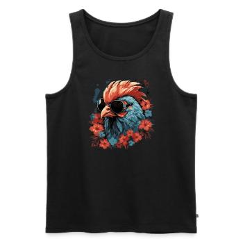 Poulet avec lunettes de soleil - Débardeur bio Premium Homme - noir - Devant - Michal (187cm)