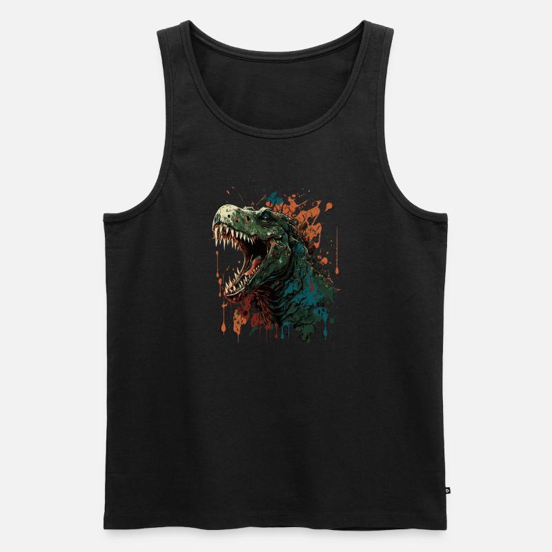 T-Rex - Männer Premium Bio Tank Top - Schwarz