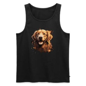 Golden Retriever Hund - Männer Premium Bio Tank Top - Schwarz - Vorne - Michal (187cm)