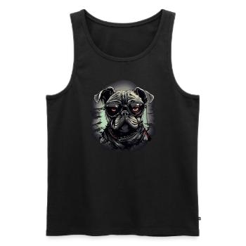 Mops Hund mit Nerdbrille - Männer Premium Bio Tank Top - Schwarz - Vorne - AI Model Male 178 light (178cm)