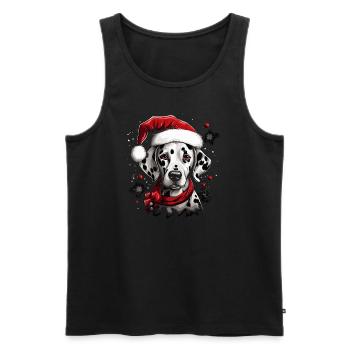 Dalmatian with Santa Claus hat - Men's Premium Organic Tank Top - black - Front - Michal (187cm)