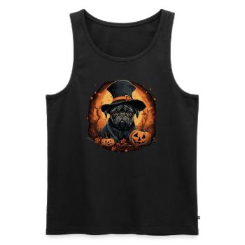 Carlin d’Halloween mignon - Débardeur bio Premium Homme - noir - Devant - Michal (187cm)