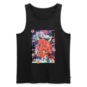 Japanese Oni Mask - Men's Premium Organic Tank Top - black - Front - AI Model Male 178 light (178cm)