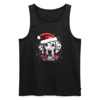 Dalmatian celebrates Christmas - Men's Premium Organic Tank Top - black - Front - Michal (187cm)