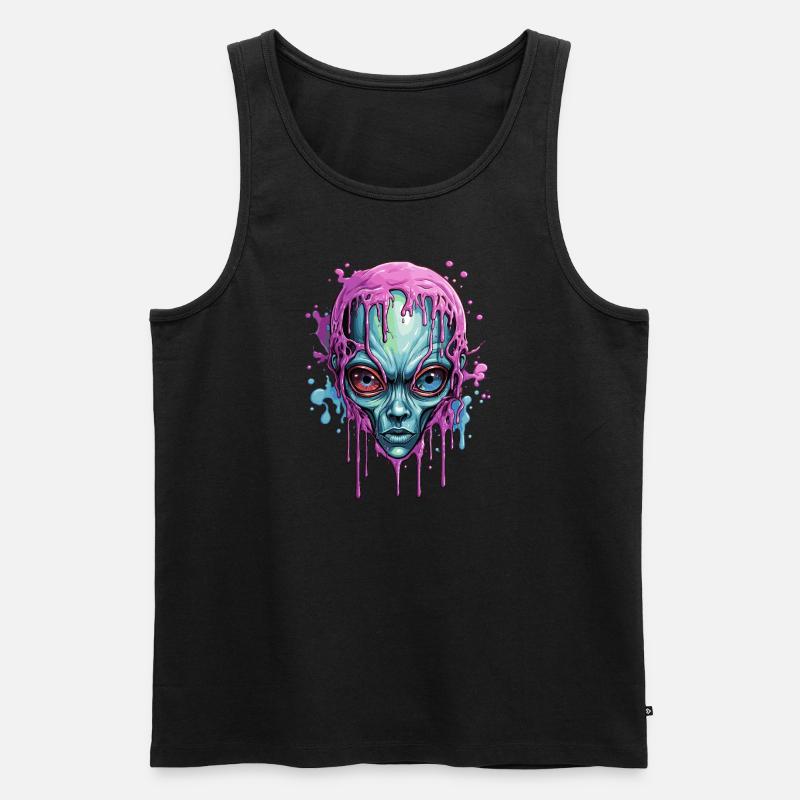 Bunter Alienschädel - Männer Premium Bio Tank Top - Schwarz