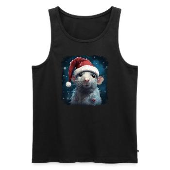 Coole Weihnachtspunk Ratte - Männer Premium Bio Tank Top - Schwarz - Vorne - AI Model Male 178 light (178cm)