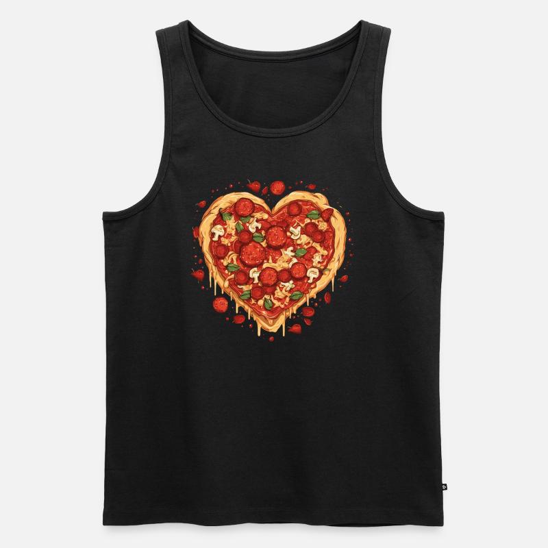 Pizzaherz - Männer Premium Bio Tank Top - Schwarz