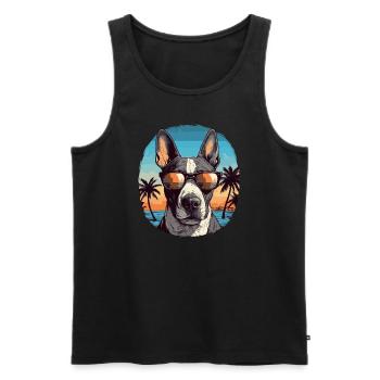 Bull terrier joyeux dans l’ambiance des vacances - Débardeur bio Premium Homme - noir - Devant - Michal (187cm)