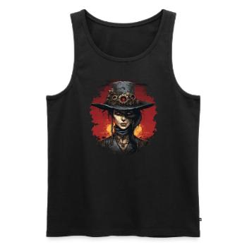 Emo Steampunk Fille - Débardeur bio Premium Homme - noir - Devant - AI Model Male 178 light (178cm)