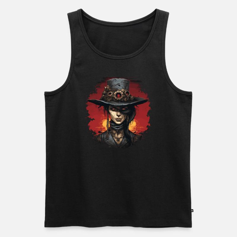 Emo Steampunk Mädchen - Männer Premium Bio Tank Top - Schwarz