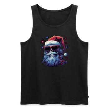 Schädel mit Weihnachtsmütze - Männer Premium Bio Tank Top - Schwarz - Vorne - Michal (187cm)