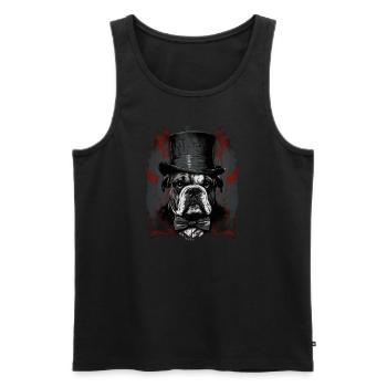 Mürrische Englische Bulldogge mit Zylinderhut - Männer Premium Bio Tank Top - Schwarz - Vorne - Michal (187cm)