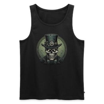 Steampunk Zombie Schädel - Männer Premium Bio Tank Top - Schwarz - Vorne - AI Model Male 178 light (178cm)