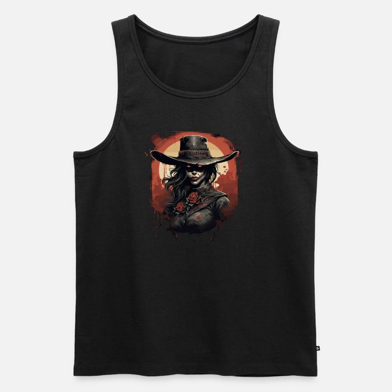 Emo Cowboy Zombie Mädchen - Männer Premium Bio Tank Top - Schwarz