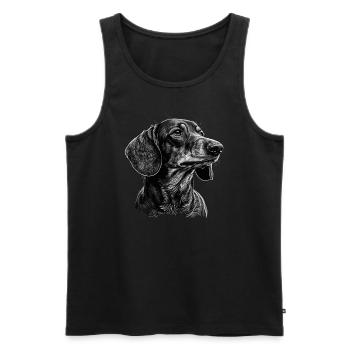 Dachshund - Men's Premium Organic Tank Top - black - Front - AI Model Male 178 light (178cm)