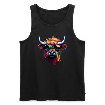 Cooles Schottisches Hochlandrind - Männer Premium Bio Tank Top - Schwarz - Vorne - Michal (187cm)