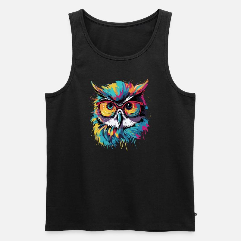 Lustige Eule mit Brille - Männer Premium Bio Tank Top - Schwarz