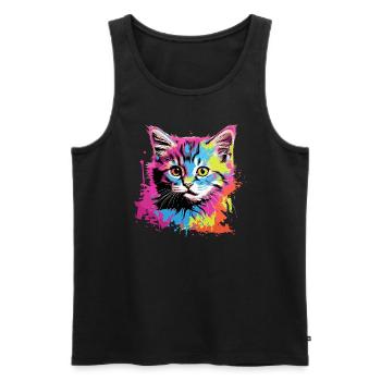 Chat cool - Débardeur bio Premium Homme - noir - Devant - AI Model Male 178 light (178cm)