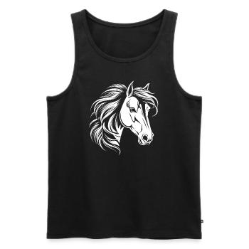 Portrait de cheval - Débardeur bio Premium Homme - noir - Devant - Michal (187cm)