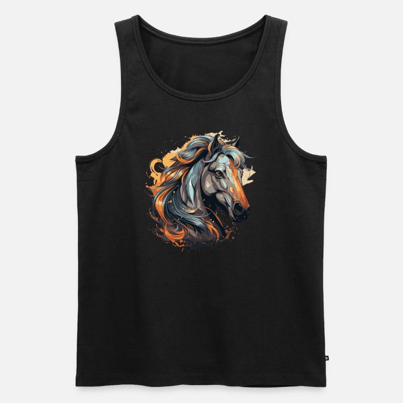 Pferdeportrait - Männer Premium Bio Tank Top - Schwarz