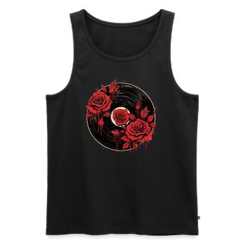Vinyl Records Love - Men's Premium Organic Tank Top - black - Front - AI Model Male 178 light (178cm)