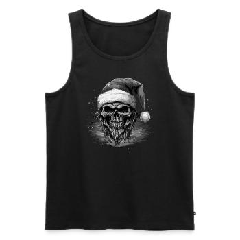 Totenkopf mit Weihnachtsmannmütze - Männer Premium Bio Tank Top - Schwarz - Vorne - Michal (187cm)