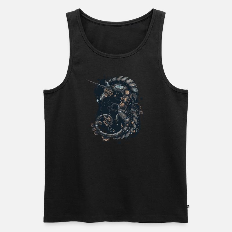 Steampunk Seepferdchen - Männer Premium Bio Tank Top - Schwarz