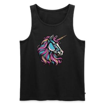 Buntes Einhorn - Männer Premium Bio Tank Top - Schwarz - Vorne - Michal (187cm)