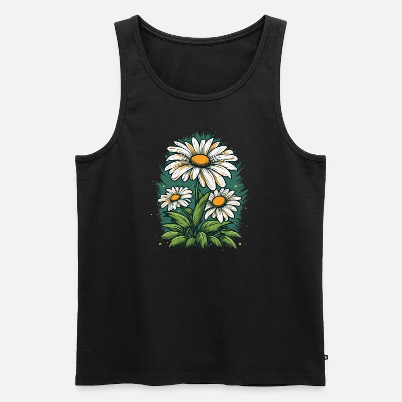 Gänseblümchen - Männer Premium Bio Tank Top - Schwarz