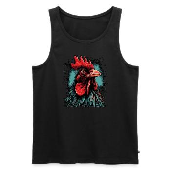 Portrait de coq - Débardeur bio Premium Homme - noir - Devant - Michal (187cm)